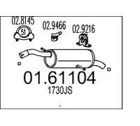 MTS 01.61104 Marmitta adatto per PEUGEOT 308 I Hatchback (4A, 4C) per CITROËN