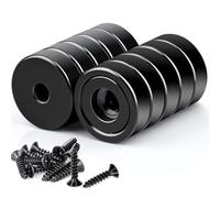 MTS Magnete - Magneti al neodimio extra forti, 16 x 5 mm, con foro e capsula, 8 kg, a testa svasata con viti, magneti forti per cucina, frigorifero, bagno, uffici, magazzini