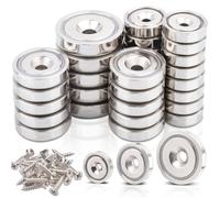 MTS Magnete - Magneti al neodimio, extra forti, 3 dimensioni, 15 pezzi, 16 x 5 mm, 10 pezzi, 20 x 7 mm, 5 pezzi, 25 x 7 mm, magneti al neodimio con foro, per cucina, frigorifero, impianto di officina