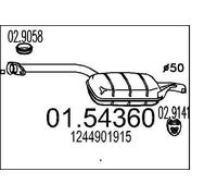 MTS Marmitta Centrale Marmitta per Mercedes-Benz Coupé C124 01.54360