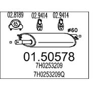 MTS Mittelschalldämpfer Per VW Multivan V Transporter Mitsubishi Lancer VII