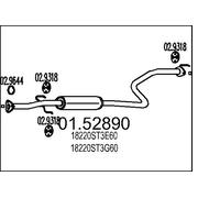 MTS Silenziatore Centrale Per Honda Civic VI Hatchback EJ EK MA MB MC 01.52890