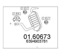 MTS Silenziatore Marmitta per Mercedes-Benz Bus Vito / Scatola Mixto