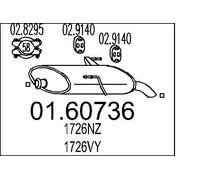 MTS Silenziatore Marmitta per Peugeot 206 Sw 1.4 1.6 16V 01.60736