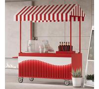 MTSYXYM Bancarella Chiosco alimentare,Bancarelle di Vendita con Tettoia,Ampio piano del tavolo, vernice cotta ad alta temperatura,per Espositori di Cibo e Gelati.(Red,100 * 60 * 200cm)