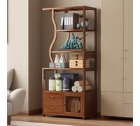 MTSYXYM Libreria a Vetrina espositiva di bambù,Organizer in Legno di bambù,con Due cassetti, con mobiletto, Robusto, Fondo rialzato,per Soggiorno, Bagno, Cucina, Ufficio.(Right-70 * 25 * 173cm)