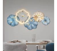 MTSYXYM Moderno Grande Orologio da Parete,orologio decorativo silenzioso,Movimento silenzioso,striscia luminosa a LED, pannello posteriore ispessito, per soggiorno, sala da pranzo.(Blauw,100 * 47cm)
