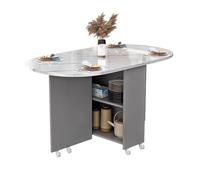 MTSYXYM Ovale Tavolo da Pranzo Pieghevole,Tavolo da Pranzo Pieghevole con Ruote,Disponibile in tre forme,per Cucina Soggiorno.(Gray,140x70x77cm)