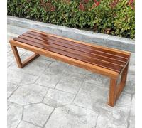 MTSYXYM Panchina da Esterno in Legno e Metallo - Panca da Giardino 2-3 Posti Resistente alle Intemperie - Panchine Senza Schienale per Parco, Terrazzo e Arredo Urbano(100x40x45cm)