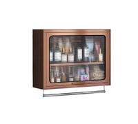 MTSYXYM Pensile da Cucina in Acciaio Inox - Mobiletto a Parete con Ante a Ribalta e Portasciugamani - Armadietto Pensile Sospeso Multiuso - per Bagno e Garage(Brass,50x80x18cm)