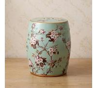 MTSYXYM Sgabello da giardino in ceramica - Motivo floreale e di uccelli in stile Chinoiserie dipinto a mano - Tavolino laterale a forma di tamburo cinese - Sedile decorativo vintage(Green)