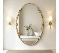 MTSYXYM Specchio Ovale da Parete Vintage con Cornice Intagliata, Specchio Decorativo per Ingresso, Soggiorno, Camera da Letto, Bagno e Corridoio(Gold,31.5x39.4in)