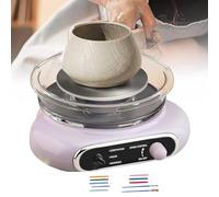 MTTXY Mini tornio Elettrico per Ceramica, tornio da vasaio Girevole, Macchina per la formatura della Ceramica con Set di Utensili per Argilla, avanti e Indietro Regolabile per Adulti e,Purple