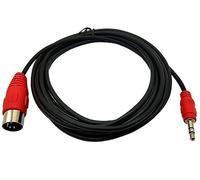 MTUERANC Cavo DIN a 5 pin, DIN MIDI maschio a 3,5 mm TRS maschio, cavo di collegamento audio per scheda audio, tastiera, pianoforte e batteria, rosso (3 m)