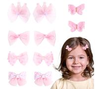 mtuihfo 10 fermagli per capelli per bambine, fiocchi per capelli rosa, clip antiscivolo per bambini, accessori per capelli regalo per baby shower