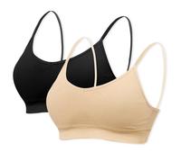 mtuihfo 2pcs Confezione Reggiseno da Donna Senza Ferretto, Reggiseno Sportivo Bustier Senza Cuciture per Dormire e Yoga con Imbottitura Rimovibile a Spallina Singola