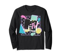 MTV 80s Paint Splatter Abstract Geometry Logo Maglia a Manica
