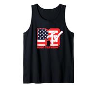 MTV American Flag Red White And Blue Logo Music Television Canotta