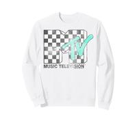 MTV Distressed Checkerboard And Tea Logo Retro Felpa