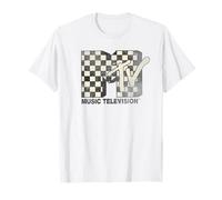 MTV Distressed Cream Checkered Maglietta