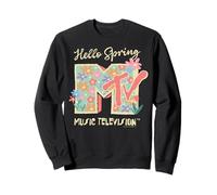 MTV Hello Spring Floral Logo Retro 70s Flower Power Felpa