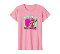 MTV I Want My Music Television Graffiti Logo Maglietta, Donna, Rosa, M