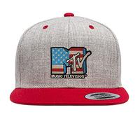 MTV Licenza Ufficiale American Flag Premium Snapback cap (Heather Grigio-Rosso), Taglia Unica