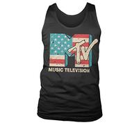 MTV Licenza Ufficiale Distressed USA-Flag Uomo Canottiera Vest (Nero), S