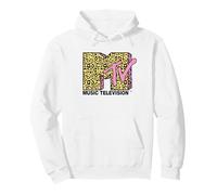 MTV Logo Cheetah Print with Pink Accents Retro TV Felpa con Cappuccio