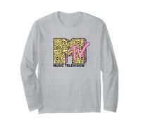 MTV Logo Cheetah Print with Pink Accents Retro TV Maglia a Manica