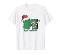MTV Logo Christmas Tree Santa Hat Colors Maglietta