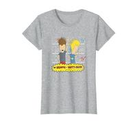 MTV Logo Stacked Beavis And Butt-Head Maglietta, Donna, Grigio Melange, XS