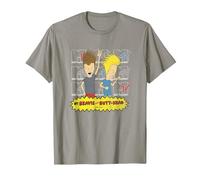 MTV Logo Stacked Beavis And Butt-Head Maglietta, Uomo, Ardesia, XL