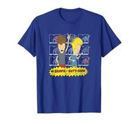 MTV Logo Stacked Beavis And Butt-Head Maglietta, Uomo, Blu Reale, M