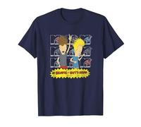 MTV Logo Stacked Beavis And Butt-Head Maglietta, Uomo, Navy, 4XL