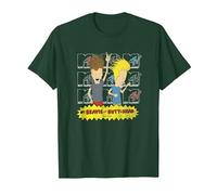 MTV Logo Stacked Beavis And Butt-Head Maglietta, Uomo, Verde Foresta, S