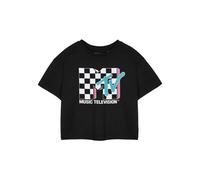 MTV Maglietta Corta Scacchiera Logo Maniche Corte Donna (NS8776)