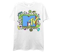 MTV - Maglietta da uomo con logo anni '90, bianco, L