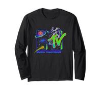 MTV Moon Man Galaxy Neon Space Vibe Maglia a Manica