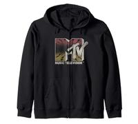 MTV Music Television Electrifying Distressed Chest Logo Felpa con Cappuccio