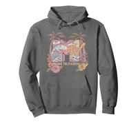 MTV Pastel Beach with Palms And Hibiscus Flowers Retro Felpa con Cappuccio