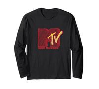 MTV Red Sketch Doodle Retro Music Television Maglia a Manica