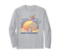 MTV Retro Rainbow Clouds And Butterfly Maglia a Manica