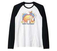 MTV Retro Rainbow Clouds And Butterfly Maglia con Maniche Raglan
