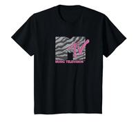 MTV Zebra Print MTV Logo Maglietta, Bambini, Nero, 10 Anni