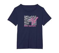 MTV Zebra Print MTV Logo Maglietta, Donna Plus-Size, Navy, 2X