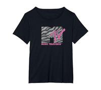 MTV Zebra Print MTV Logo Maglietta, Donna Plus-Size, Nero, 3X