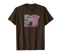 MTV Zebra Print MTV Logo Maglietta, Uomo, Marrone, L