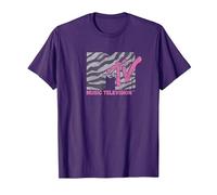 MTV Zebra Print MTV Logo Maglietta, Uomo, Viola, L