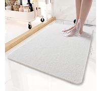 MTWSJIA Tappetino da bagno per doccia interna, 60 x 90 cm, tappetino da doccia in luffa, antiscivolo, anti muffa, antibatterico, morbido PVC, tappetino da bagno per bagno e doccia umida (bianco)